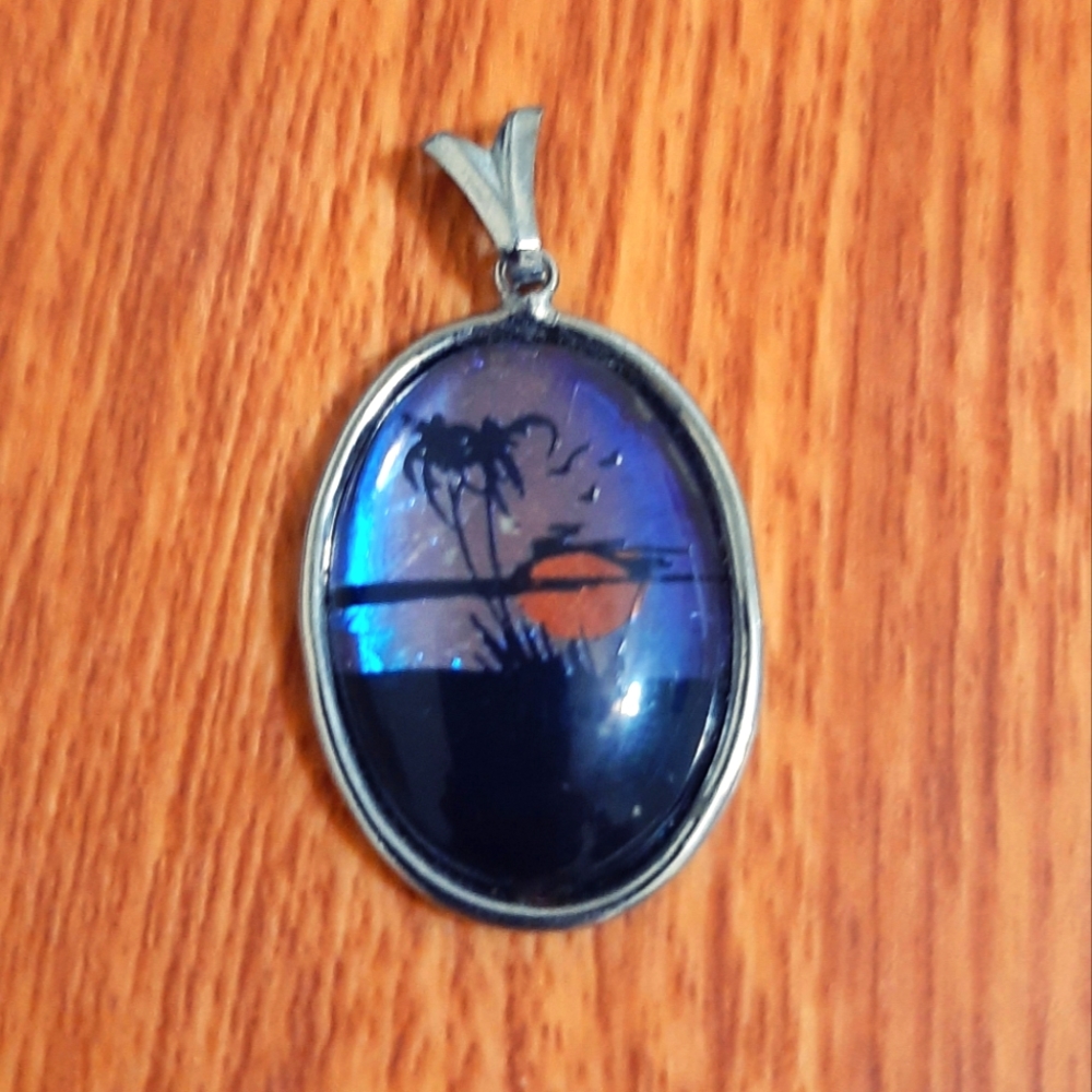 Handmade Pendant, Sterling Silver backing.